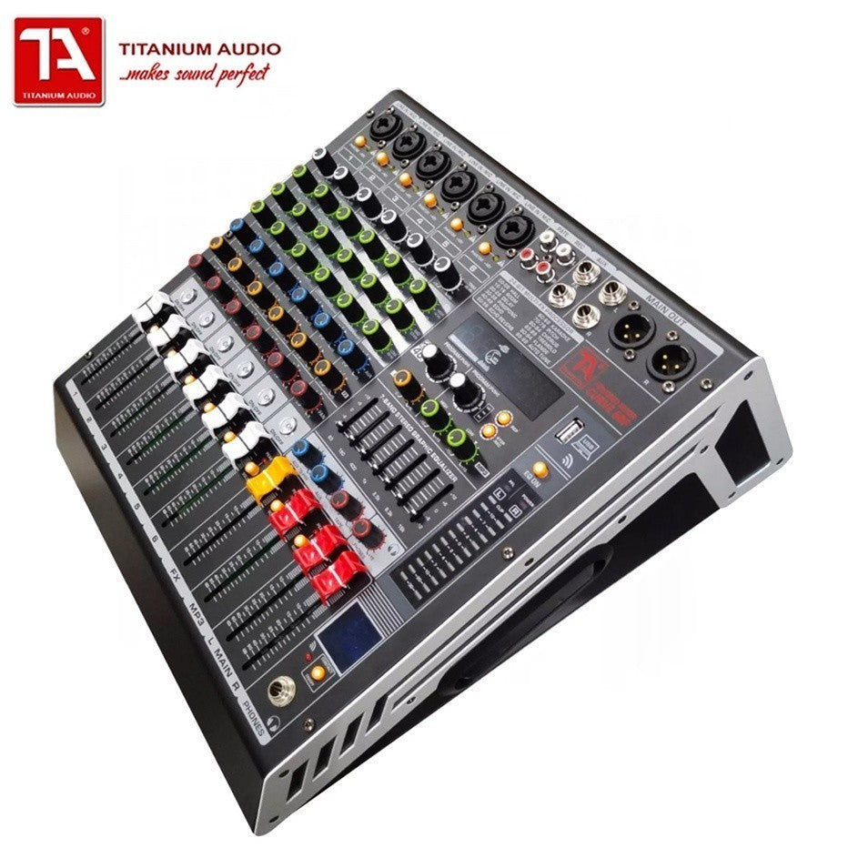 Titanium Audio Powered Mixer with DSP 600W RMS (USB,AUX,BT, +48V, 7-Band EQ CURVE 60P