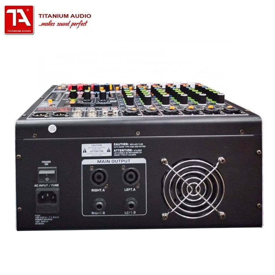 Titanium Audio Powered Mixer with DSP 600W RMS (USB,AUX,BT, +48V, 7-Band EQ CURVE 60P