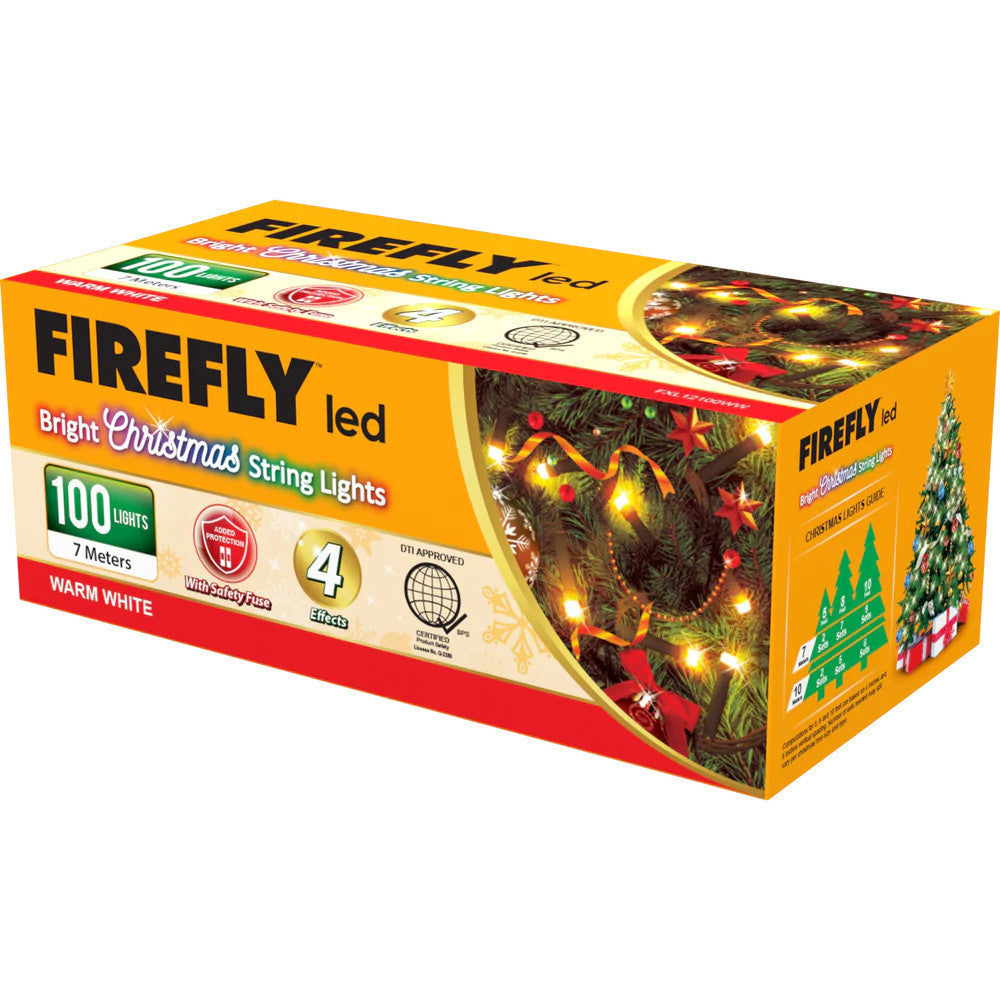 Firefly by Winland Bright Christmas String Lights - Warm White - with 4 Effects FXL12100WW