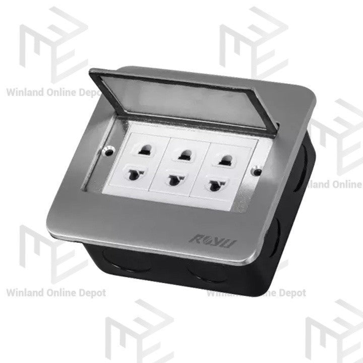 Royu by Winland Square Floor Receptacle with 3-Gang Universal Outlet (15A / 250V~) RWF51