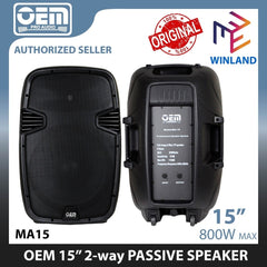 [5835]OEM Professional Audio Passive Speaker 2-way 15" 800W MA15 ONE PIECE PER ORDER *WINLAND*