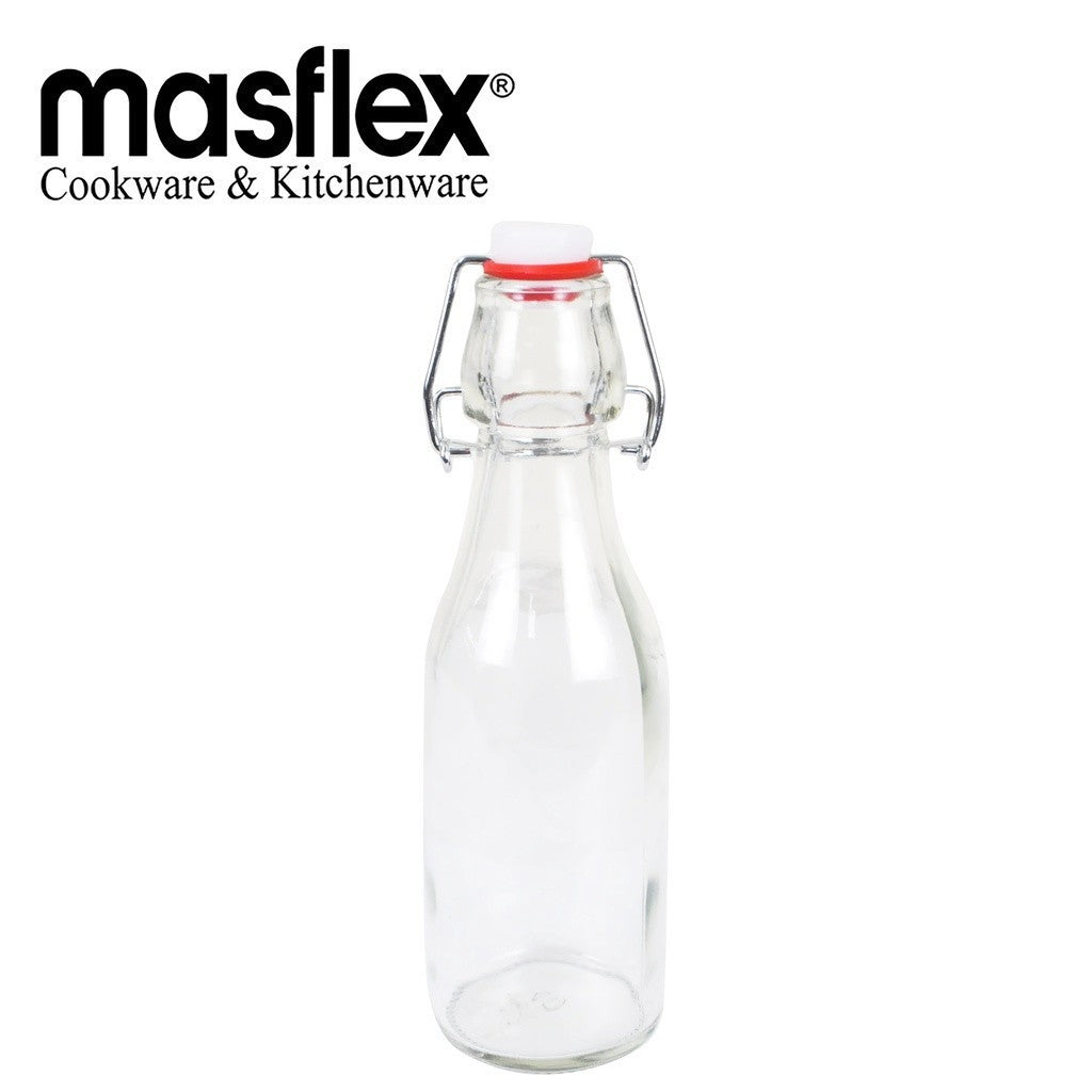 Masflex by Winland Glass Bottle w/ Hermetic Lid 250ml Swing top Beverage Juice Glass Bottles QM-0692