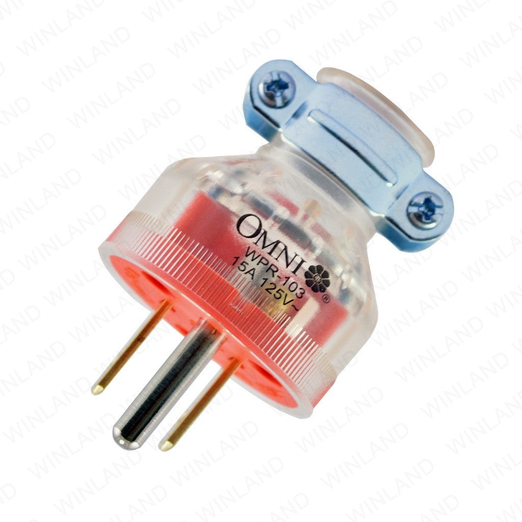 Omni by Winland Heavy Duty Parallel Plug with Grounding 15A 250V~ (Transparent) WPR-103