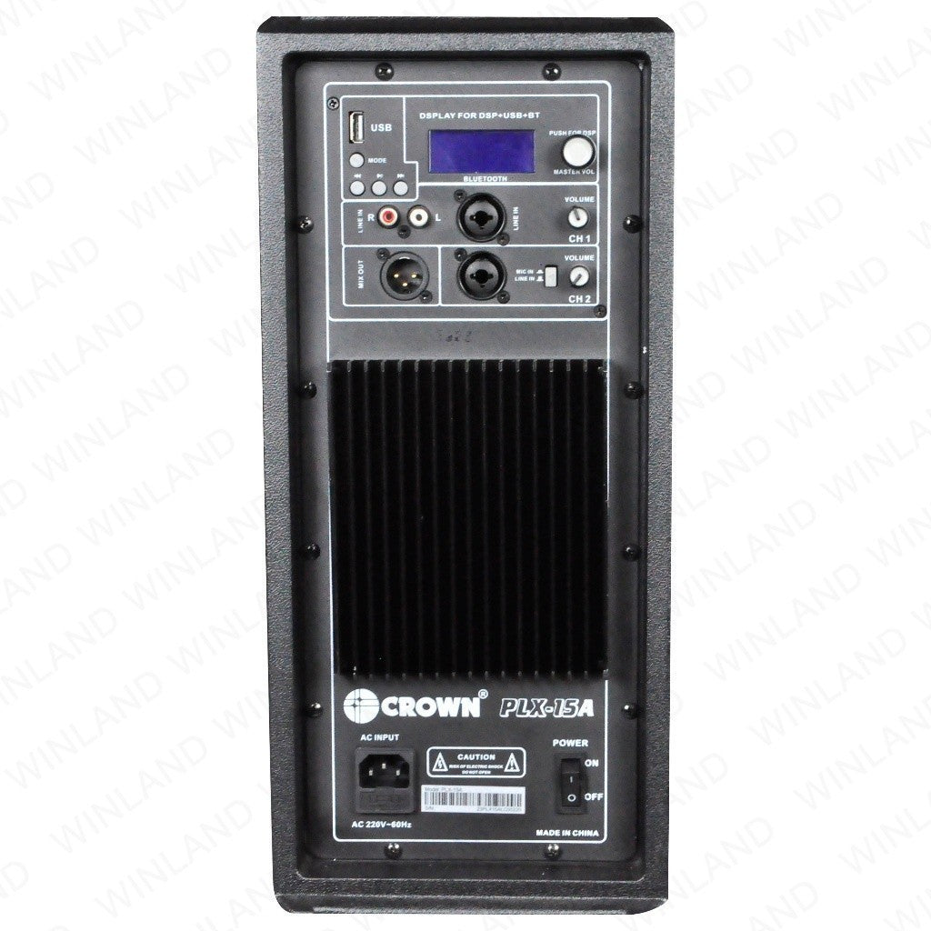 Crown 2-Way 15inch Professional Amplified Baffle Trolley Speaker with FREE Mic PLX-15A