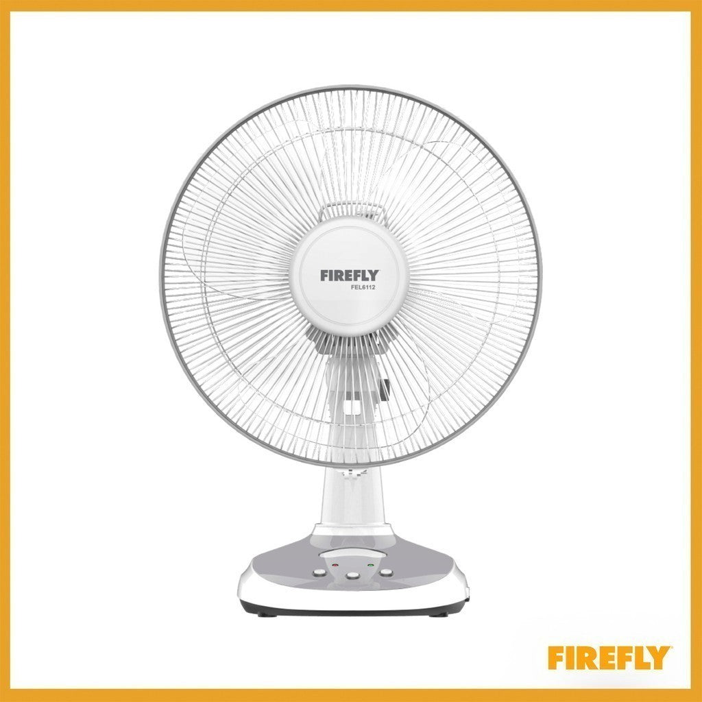 FIREFLY by Winland 12 Inches Rechargeable Desk Fan Electric Fan with LED Night Light FEL6112