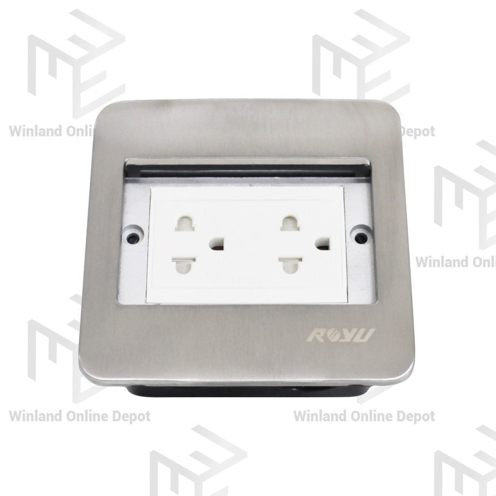 Royu by Winland Square Floor Receptacle w/ Duplex Universal Outlet w/ Ground & Shutter RWF52