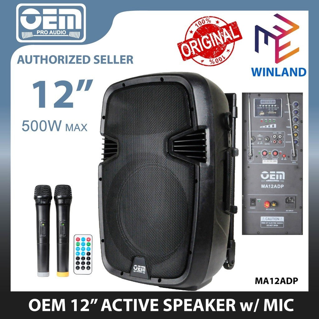 Winland Audio 12" Active Speaker Audio with USB, SD, Bluetooth, FM & FREE Mic 500W MA12ADP *WINLAND*