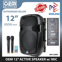 Winland Audio 12" Active Speaker Audio with USB, SD, Bluetooth, FM & FREE Mic 500W MA12ADP *WINLAND*