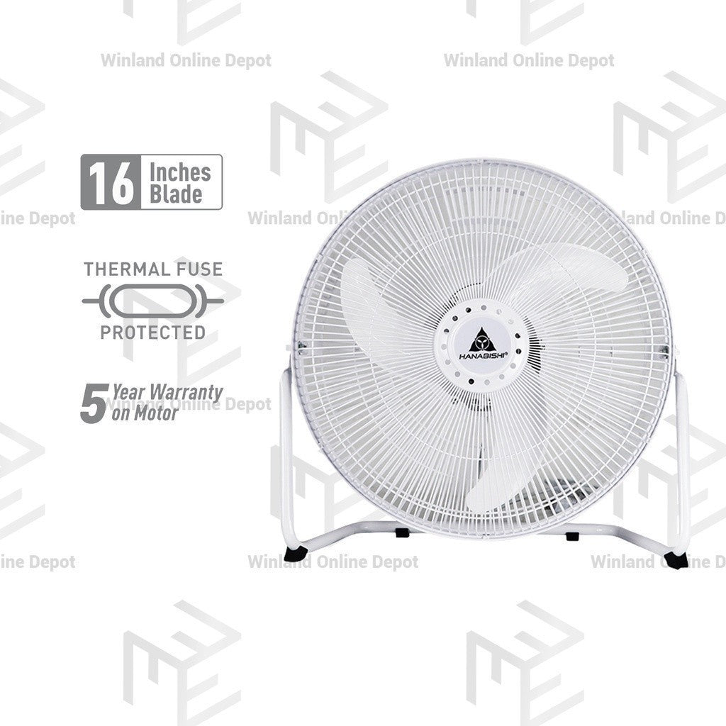 Hanabishi Industrial 16inch Blade Floor Fan | Desk Fan | Electric Fan HIFF1600WHT