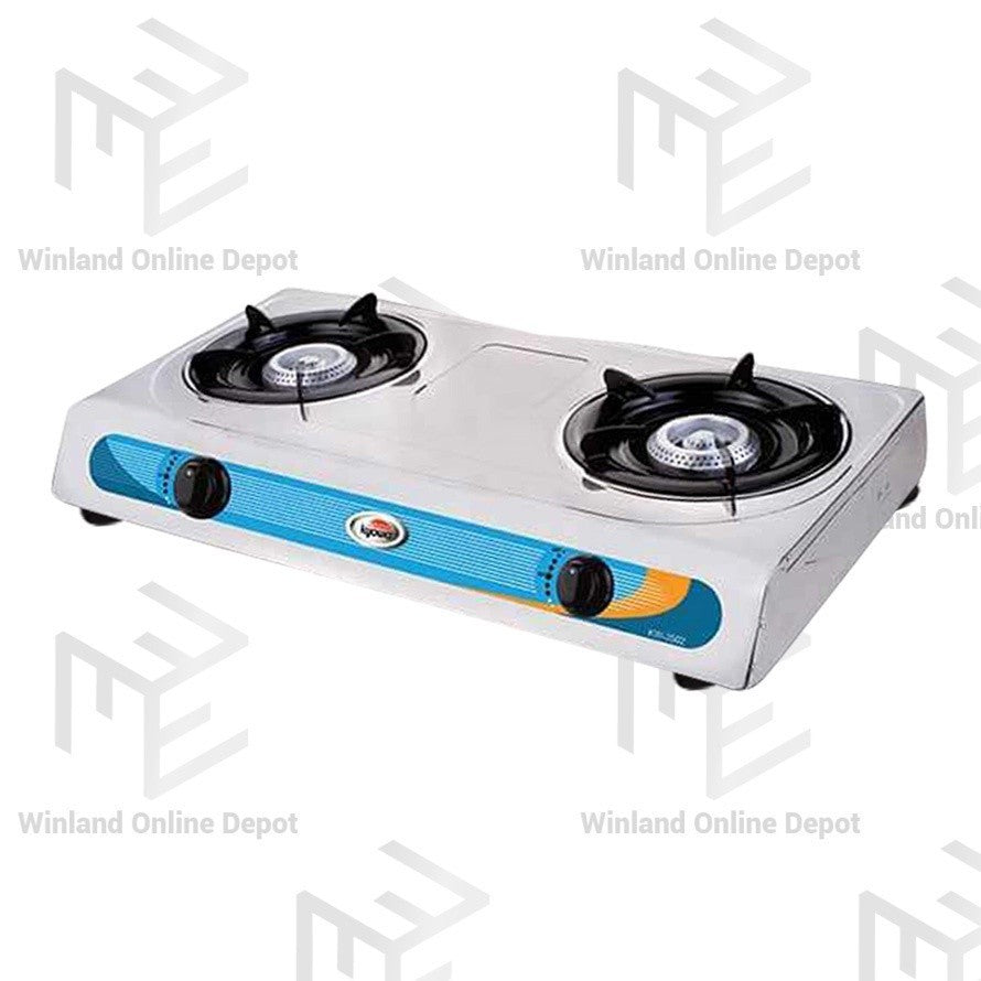 Kyowa Stainless Steel Double Burner Gas Stove with Cast Iron Burners KW-3502