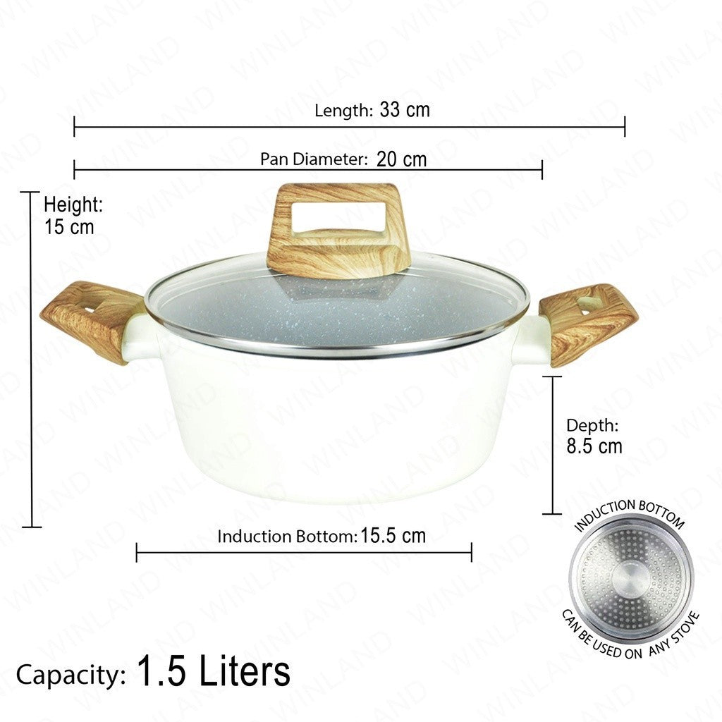 HOME ESSENCE by MASFLEX 20cm 3Layer Non-stick Induction Casserole Forged Aluminum Cookware NK-SBCS20