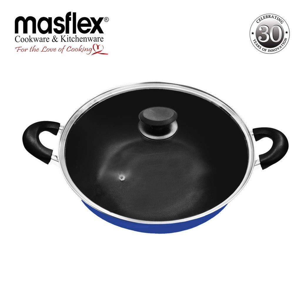 Masflex by Winland 32cm Non Stick Induction Wok with Glass Lid NS-CX-812