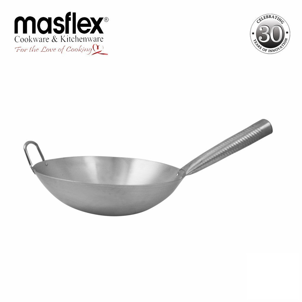 Masflex by Winland Stainless Steel Wok Thick High Quality Chinese Handmade Wok Traditional