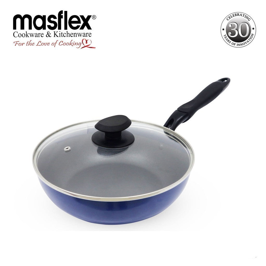 Masflex by Winland Non Stick Induction Stir Fry pan with Glass Lid 26cm Frying Pan NS-CX-806