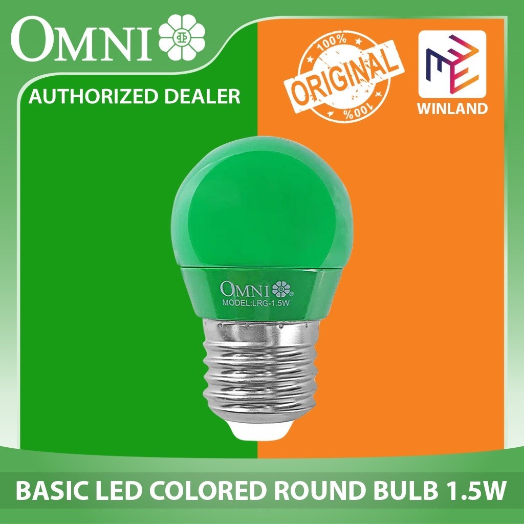 Omni by Winland Basic LED Colored Round Bulb 1.5 Watts E27 Lamp Base SOLD PER COLOR