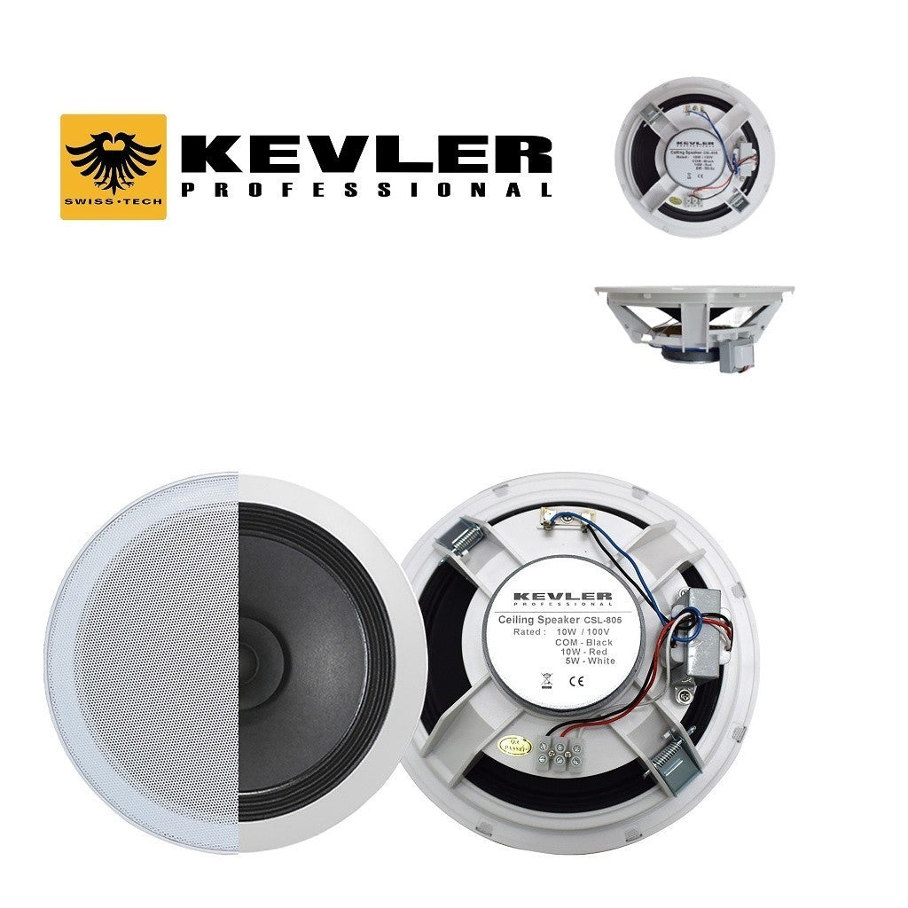 Kevler 8inch Full Range Dual Cone Frameless Ceiling Speaker with Tapping 5W & 10W CSL-805