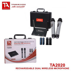 Titanium Audio Rechargeable Dual Wireless Microphone Up to 30M-80M Transmitter range