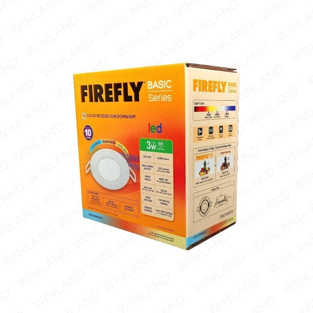 Firefly Basic Series 3-Color Recessed Slim LED Downlight 3W EDL212603TC