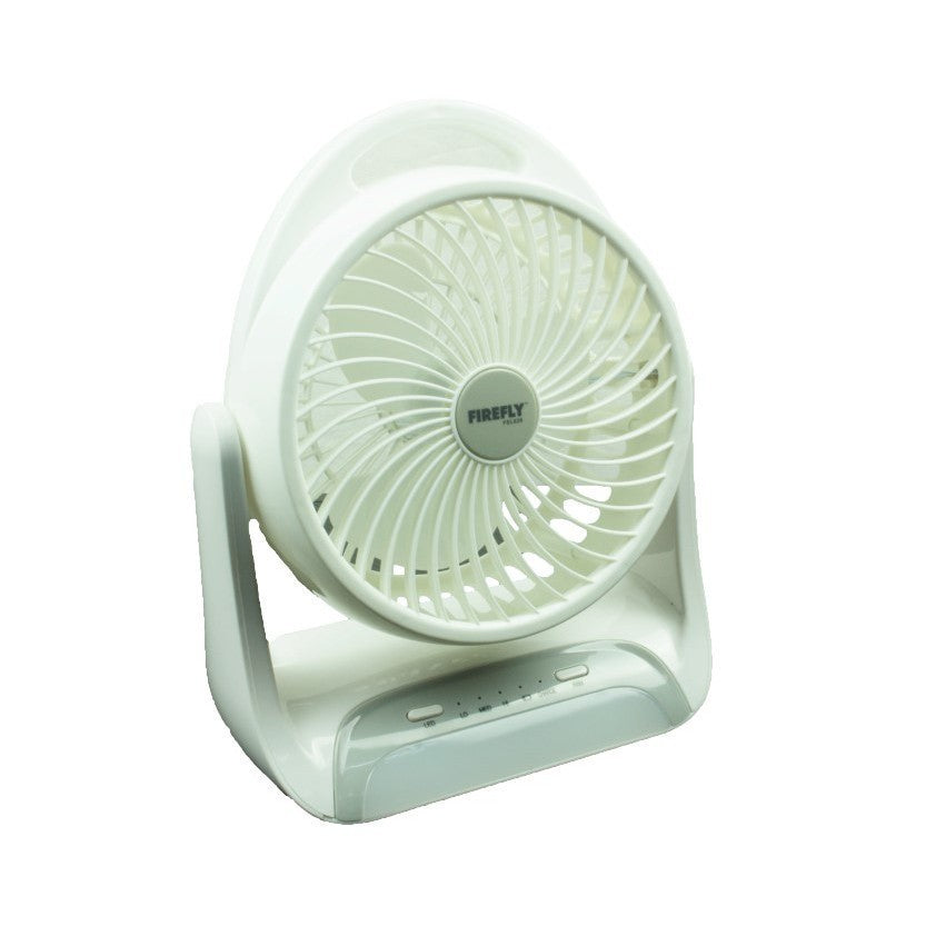 Firefly by Winland FEL628 Rechargable Mini Table Fan with Built-In Dimmable Emergency Light