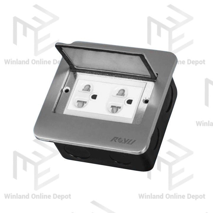 Royu by Winland Square Floor Receptacle w/ Duplex Universal Outlet w/ Ground & Shutter RWF52