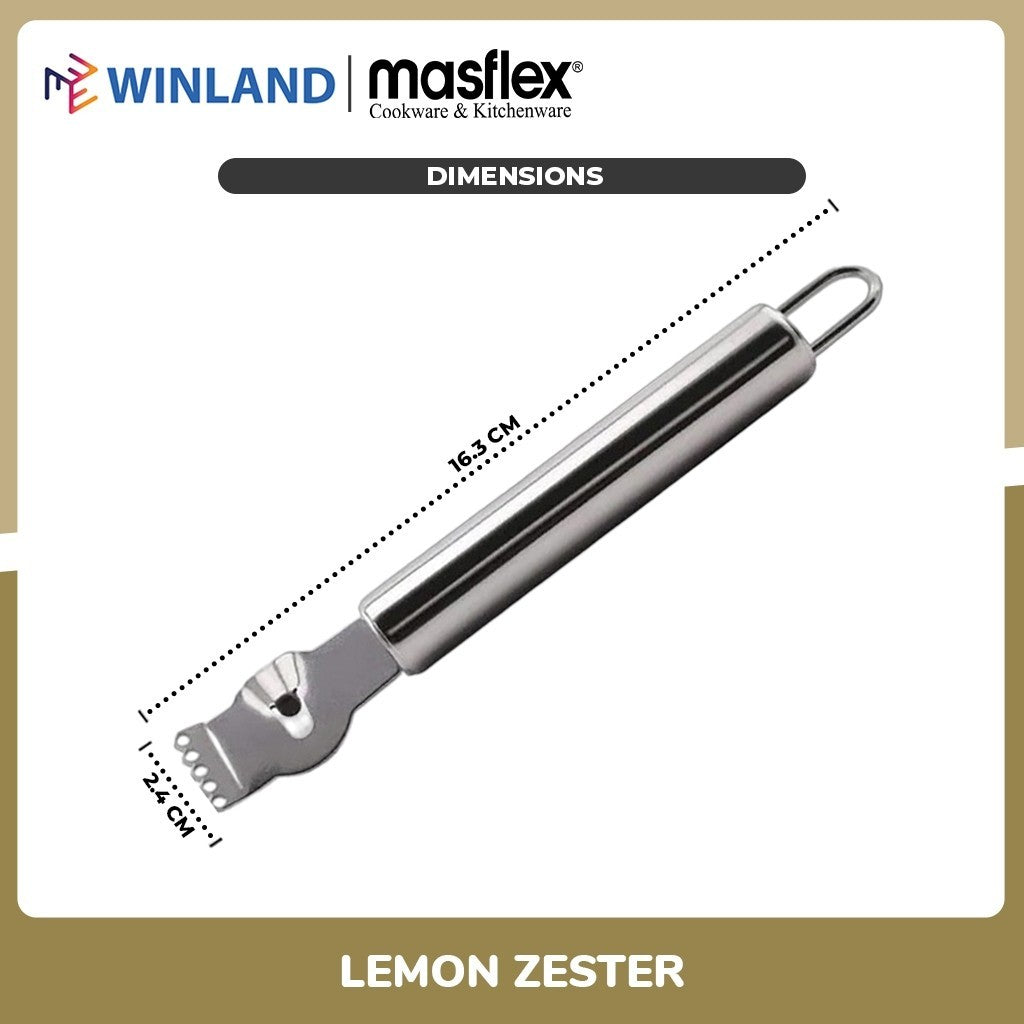 Masflex by Winland Stainless Steel Lemon Zester L16.3 x W2.4 x H16.3 cm CL-1048