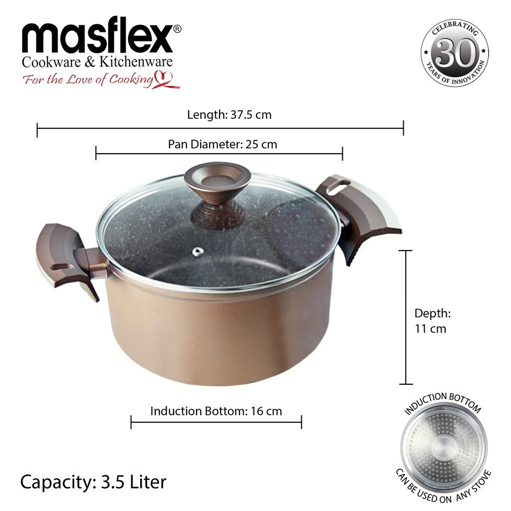 Masflex by Winland 24cm Forged Elegance Non Stick Induction Casserole w/ Glass Lid NZ-M6