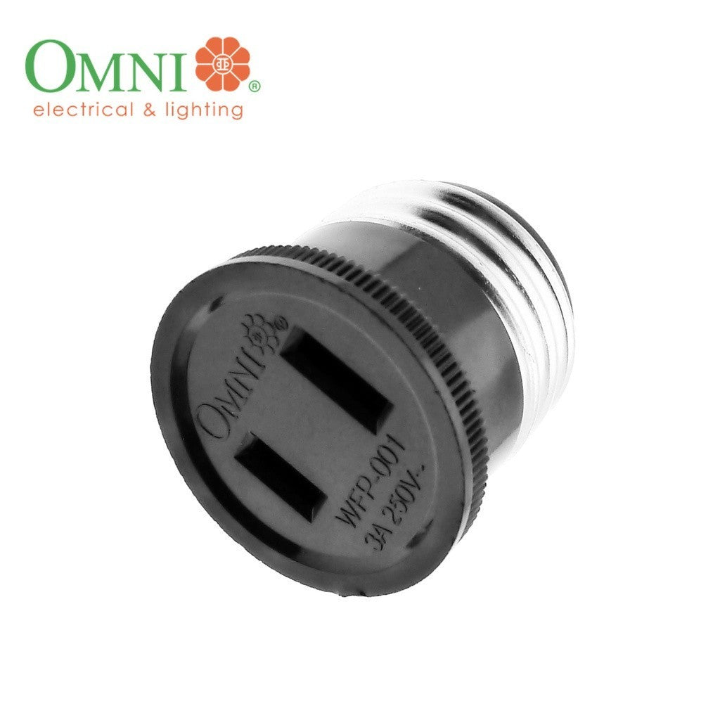 Omni by Winland Female Plug 3A | 250V E27 Base To Flat Pin Outlet WFP-001