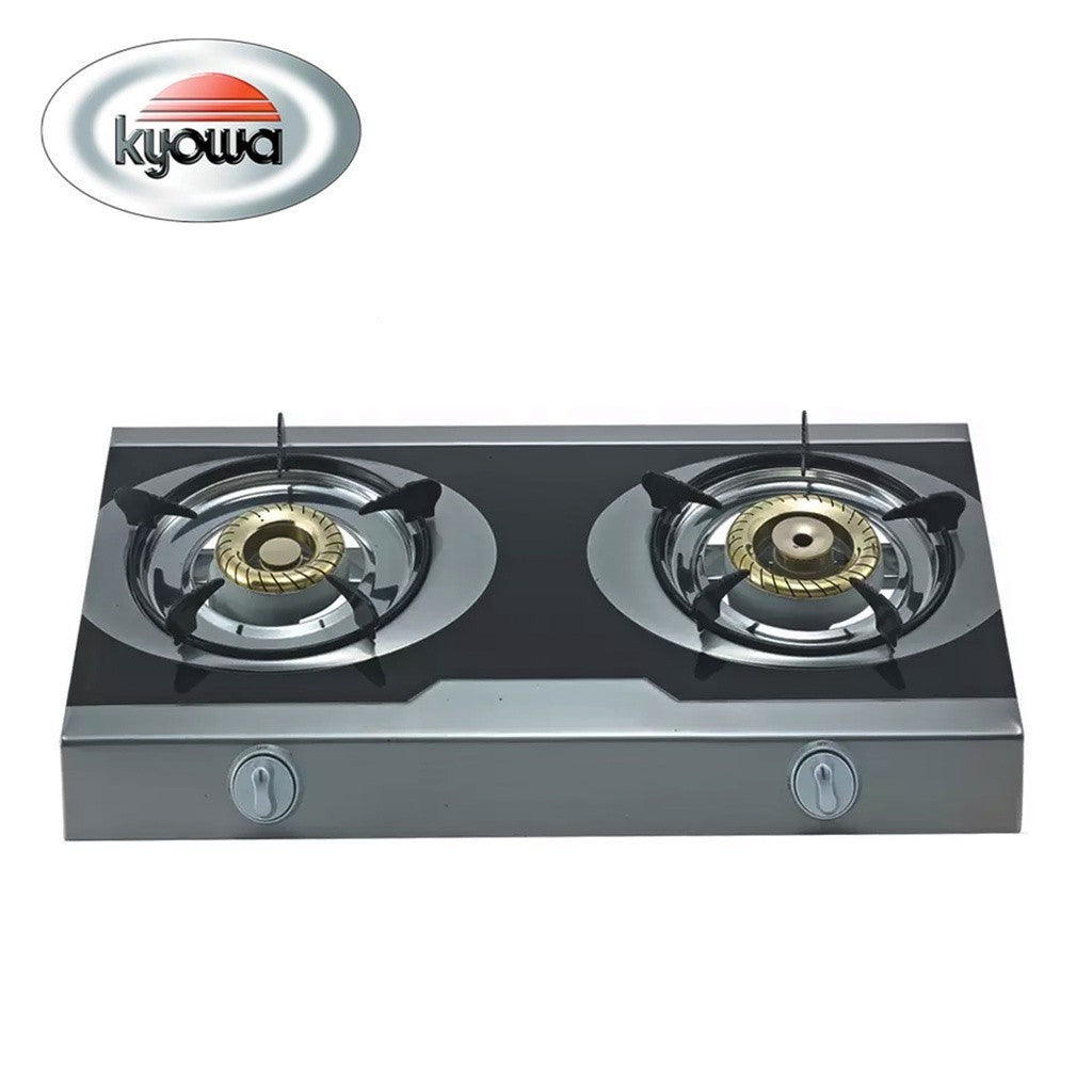 Kyowa Double Burner Stainless Steel Gas Stove with Cast Iron Burners KW-3570