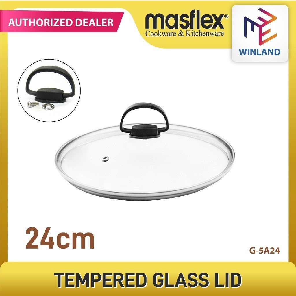 Masflex by Winland Kitchen Gadgets Tempered Glass Frying Pan Wok Casserole Cover Lid w/ Knob