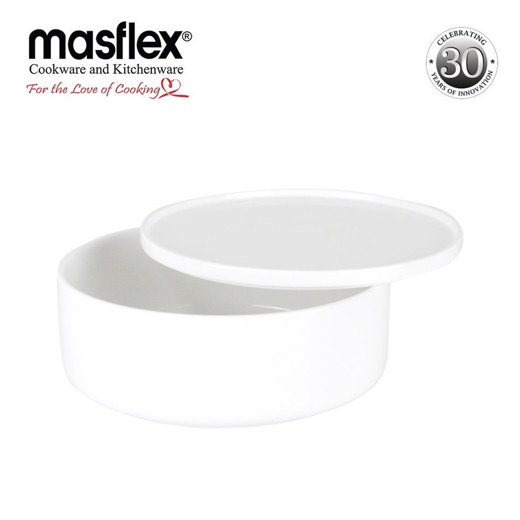 Masflex by Winland 7inches Porcelain Casserole with Cover Bakeware 1.35Liters HN-OC18