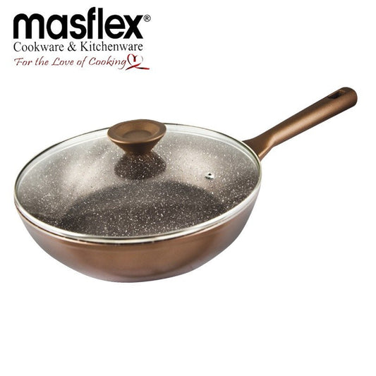 Masflex 28cm Forged Elegance Series Non Stick Induction Fry Pan with Glass Lid Frying Pan NZ-M7