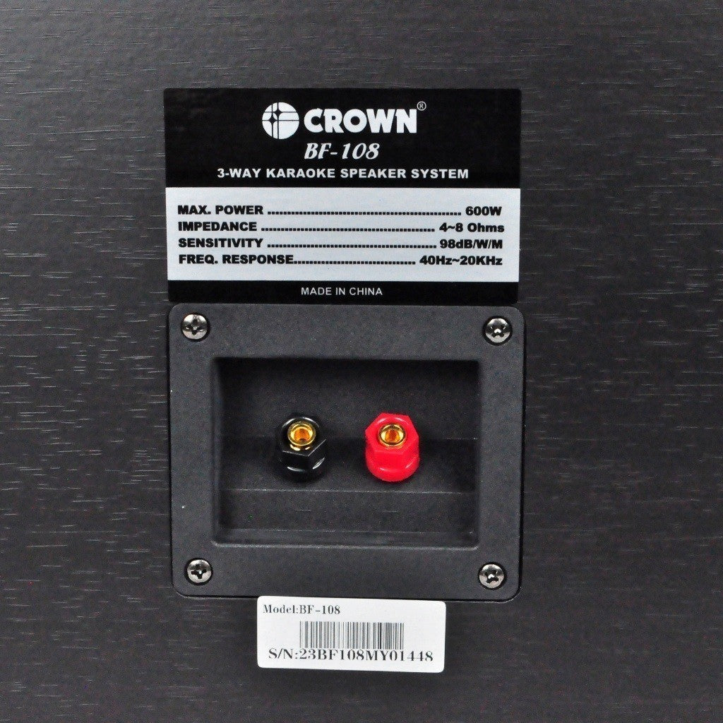 Crown 2pcs 3-Way 10 Inches Karaoke Speaker System 8 Ohms BF-108