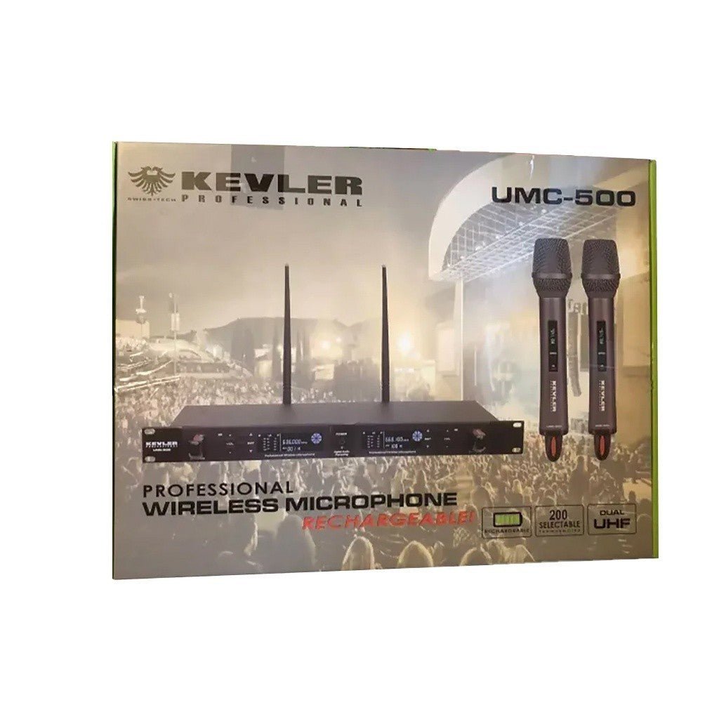 Kevler Dual UHF 1100mAh Wireless Rechargeable Microphone with Dual Antenna UMC-500