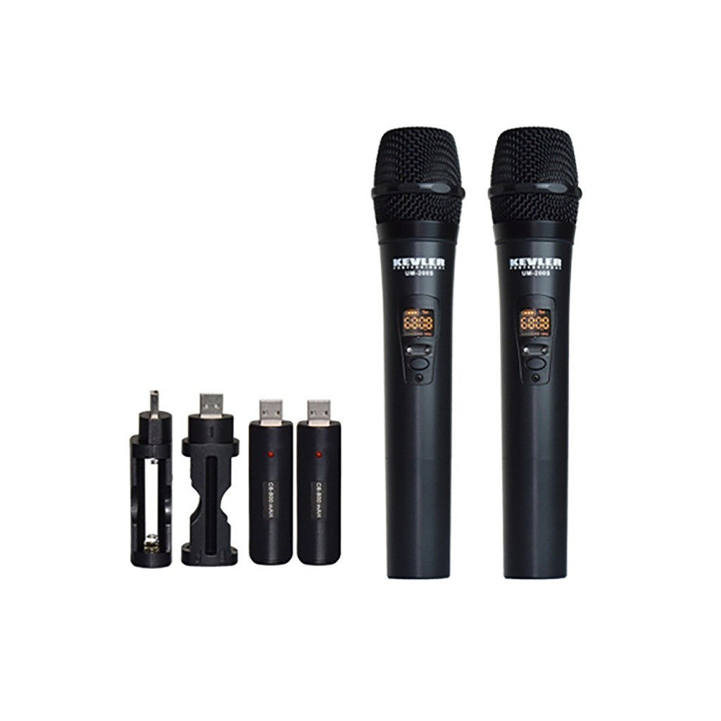 Kevler UHF Dual Wireless Handheld USB Rechargeable Microphone w/ 32 Selectable Frequency