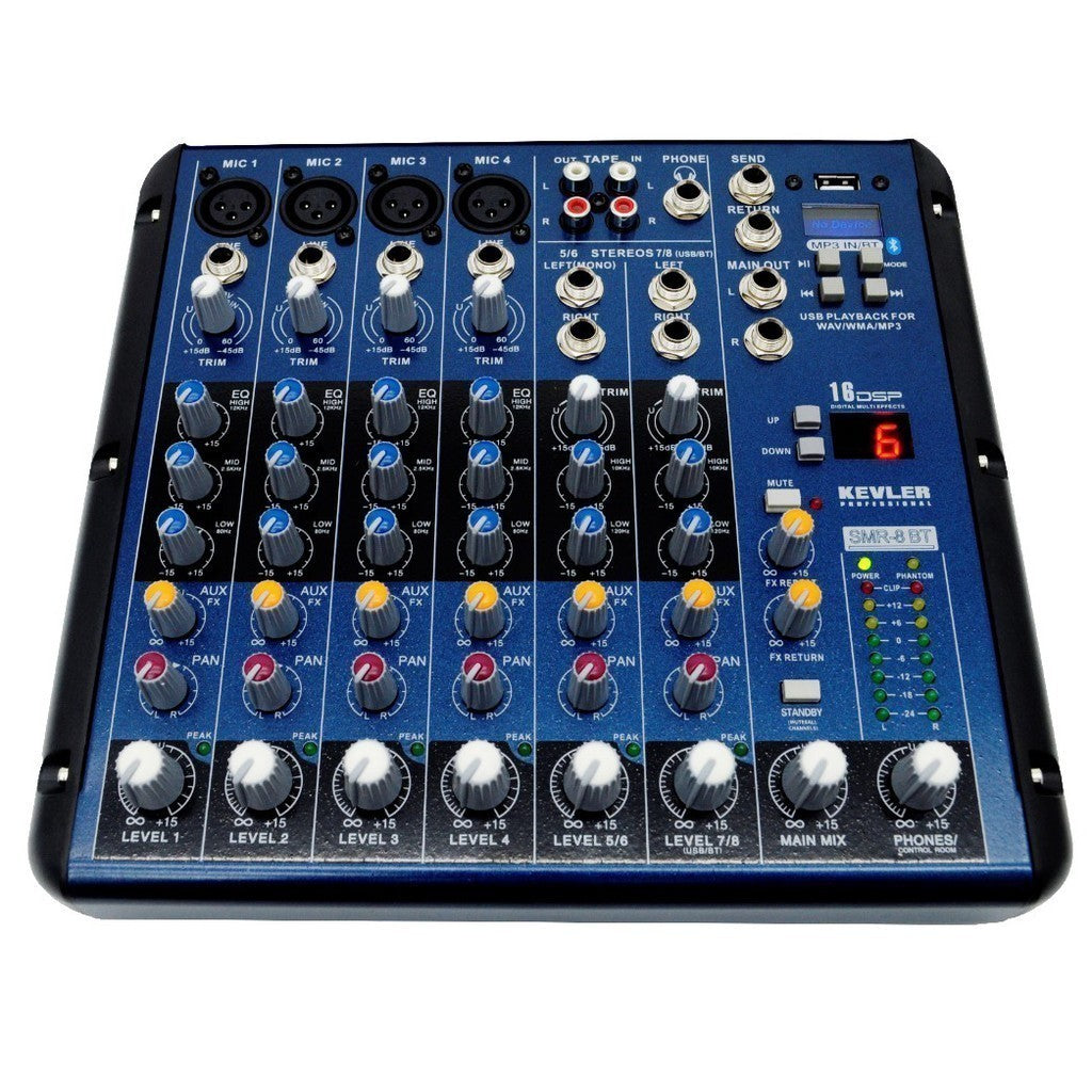 Kevler Original 8 Channel Audio Sound Mixer with DSP Effect, USB, Bluetooth,MP3 SMR-8BT