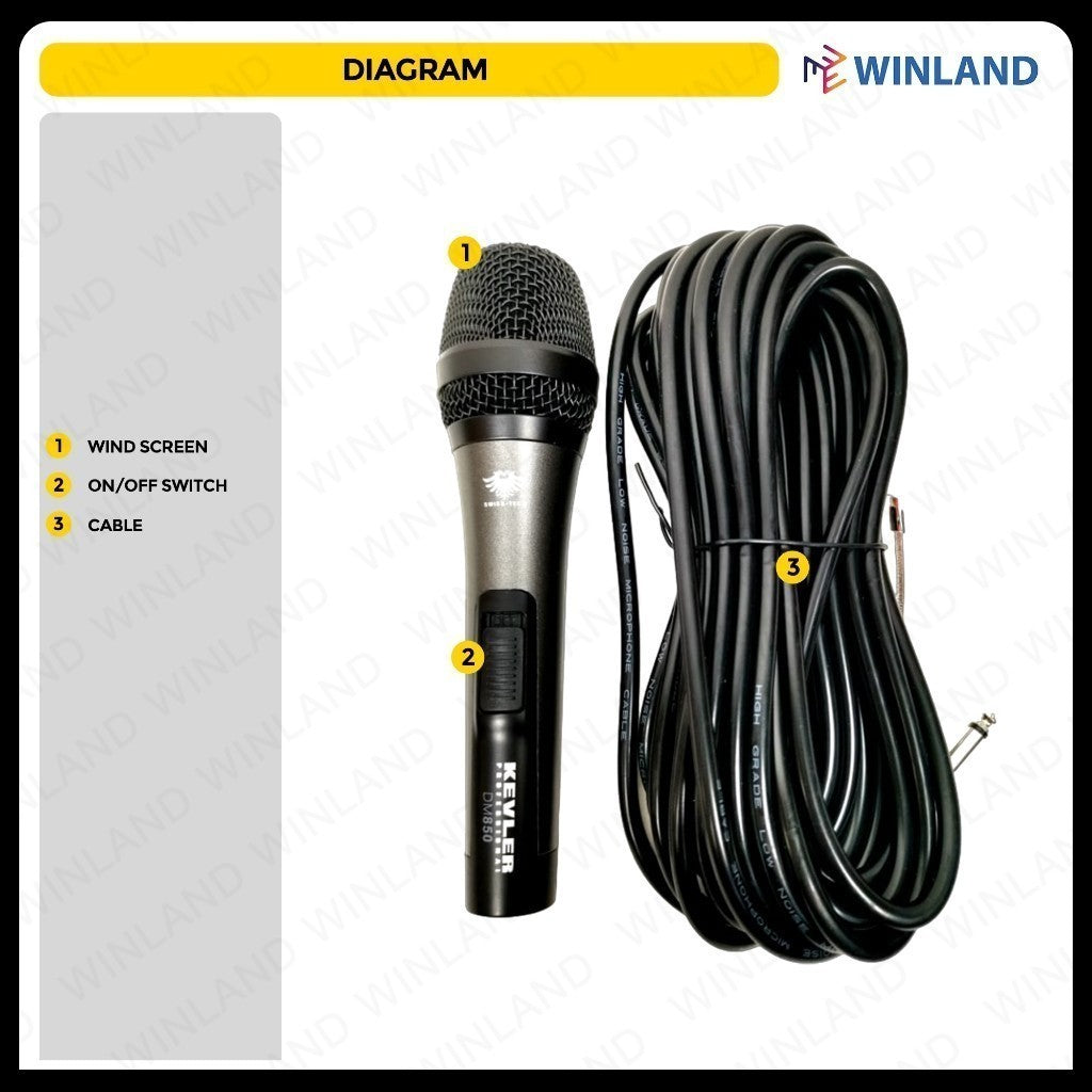 Kevler DM750 Precision Crafted Dynamic Microphone Mic for Videoke with 10 Meter Wire