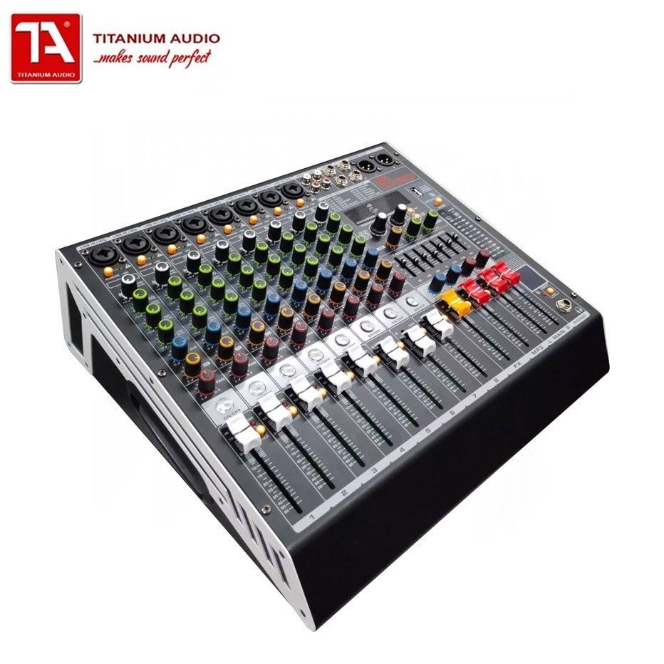 Titanium Audio Powered Mixer with DSP 700W RMS (USB,AUX,BT, +48V, 7-Band EQ CURVE 80P