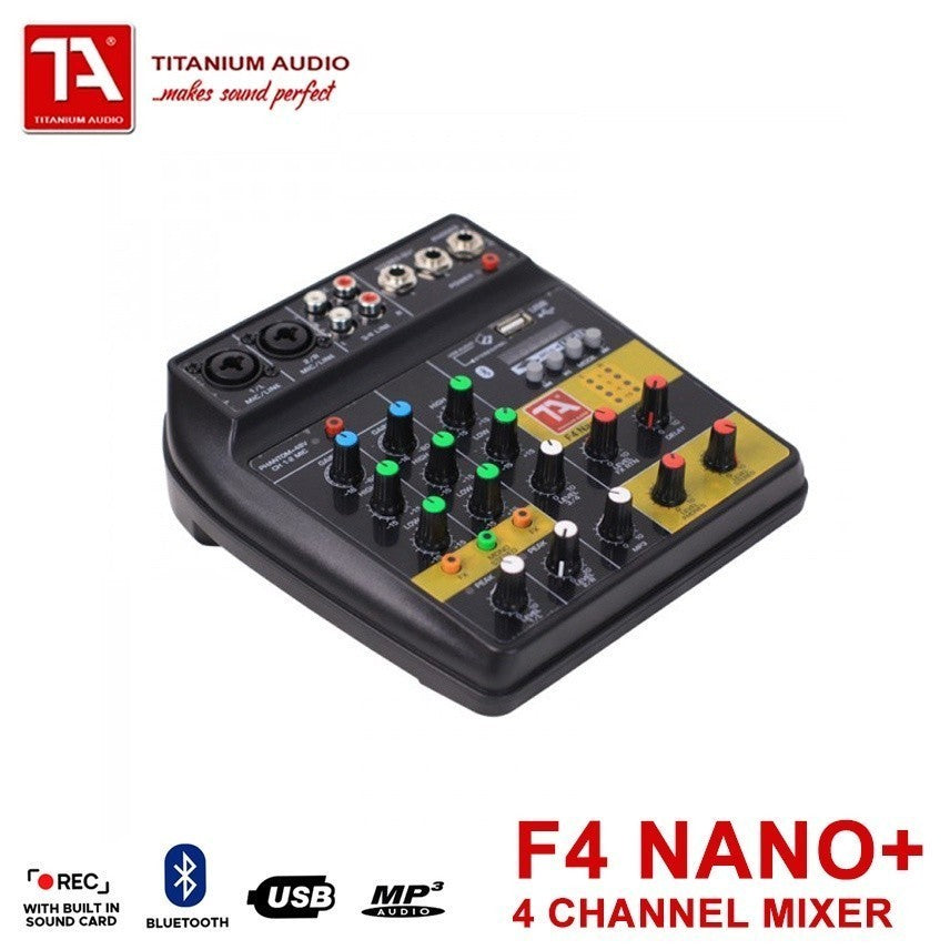 Titanium Audio F4 NANO+ Audio Mixer 4 Channel w/ Digital MP3/USB & Bluetooth