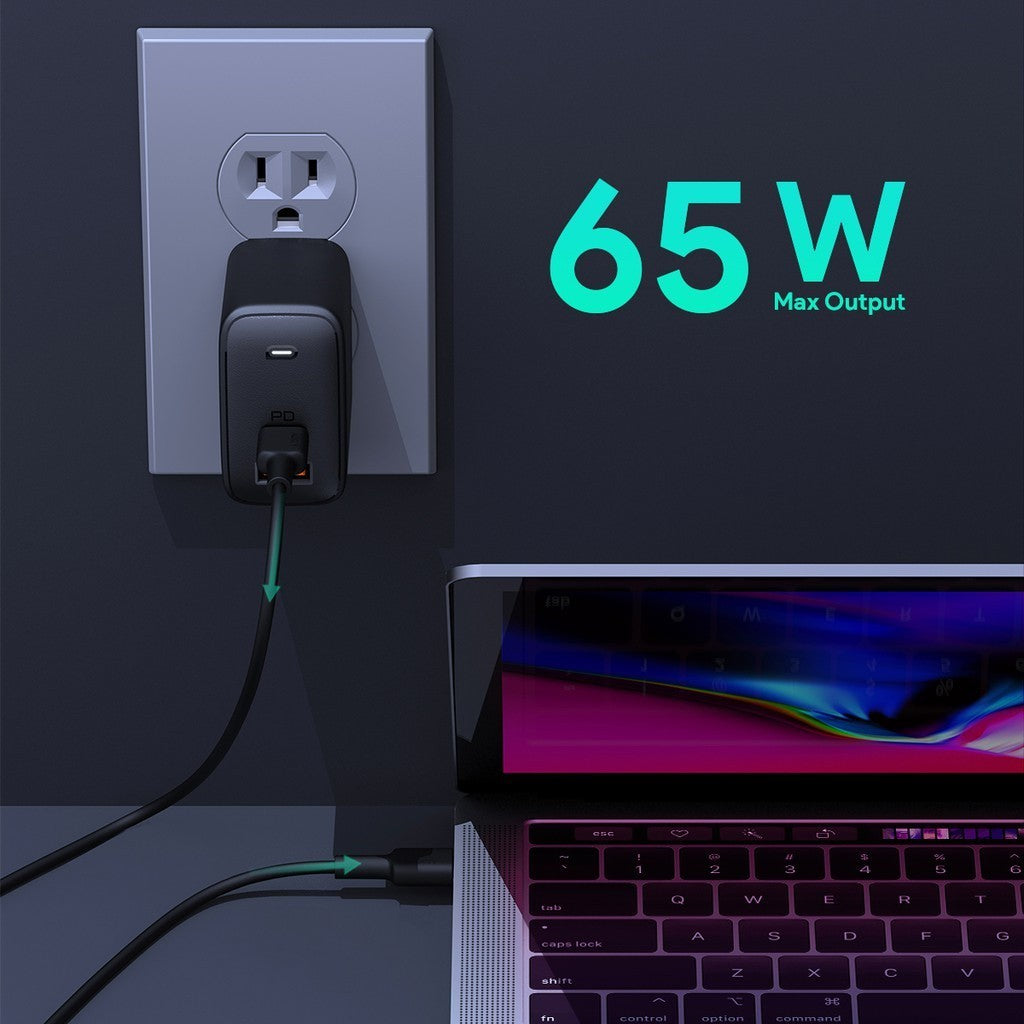 Aukey by Winland PA-B3 Omnia Mix 65W Dual Port USB-C & USB-A PD GaN Wall Charger