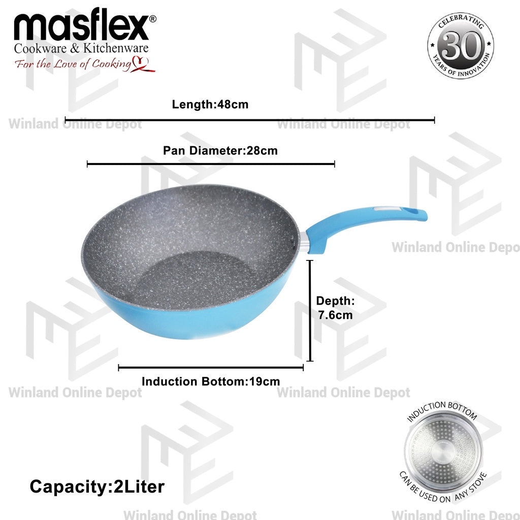 Masflex by Winland Spectrum Aluminum Non Stick Induction Wok Pan 28cm NK-C27/BLU