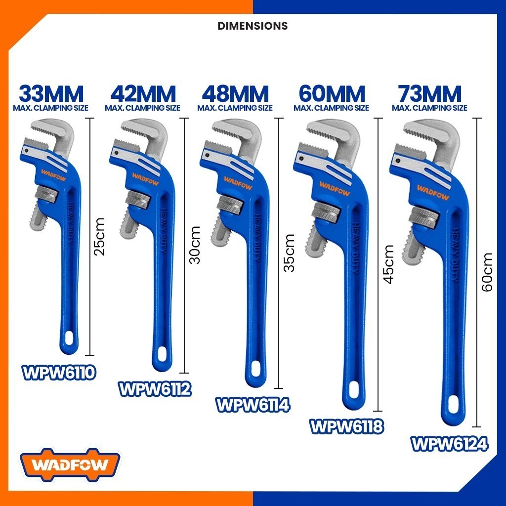 Wadfow Deflection Offset Pipe/Piping Wrench 8inches to 24inches