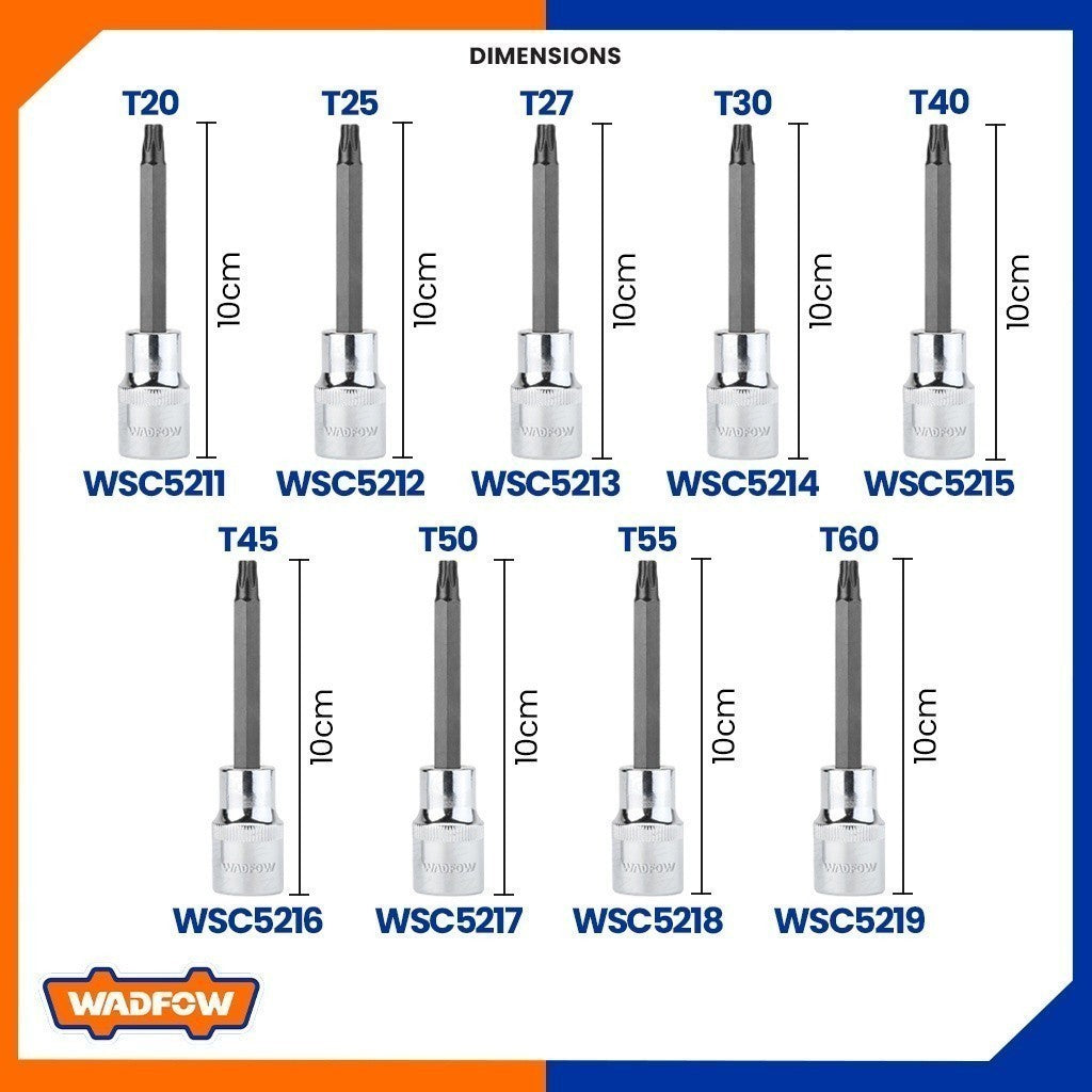 Wadfow WSC521  Hexagonal 1/2" Long Torx Bit Socket