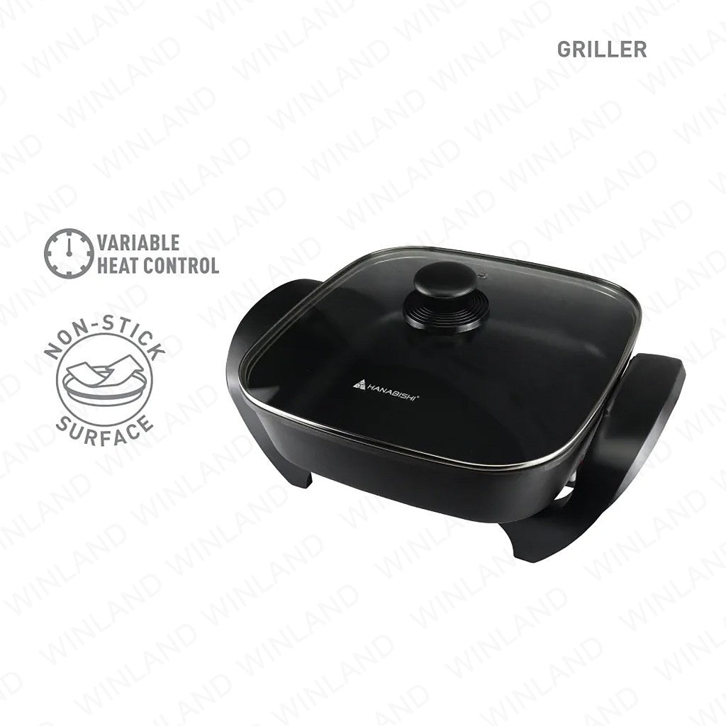 Hanabishi Griller Square Pan Non-Stick Surface w/ Variable Heat Control HGRILL-280