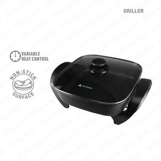 Hanabishi by Winland Griller Square Pan Non-Stick Surface w/ Variable Heat Control HGRILL-280