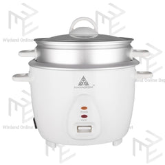 Hanabishi Rice Cooker 1.8L serves 10 cups Glass Cover with Steamer HHRC18WHT