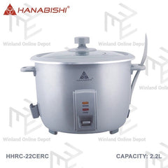 Hanabishi Rice Cooker 2.2L serves 12 cups Glass Cover Non-stick Ceramic Pot HHRC22CERC