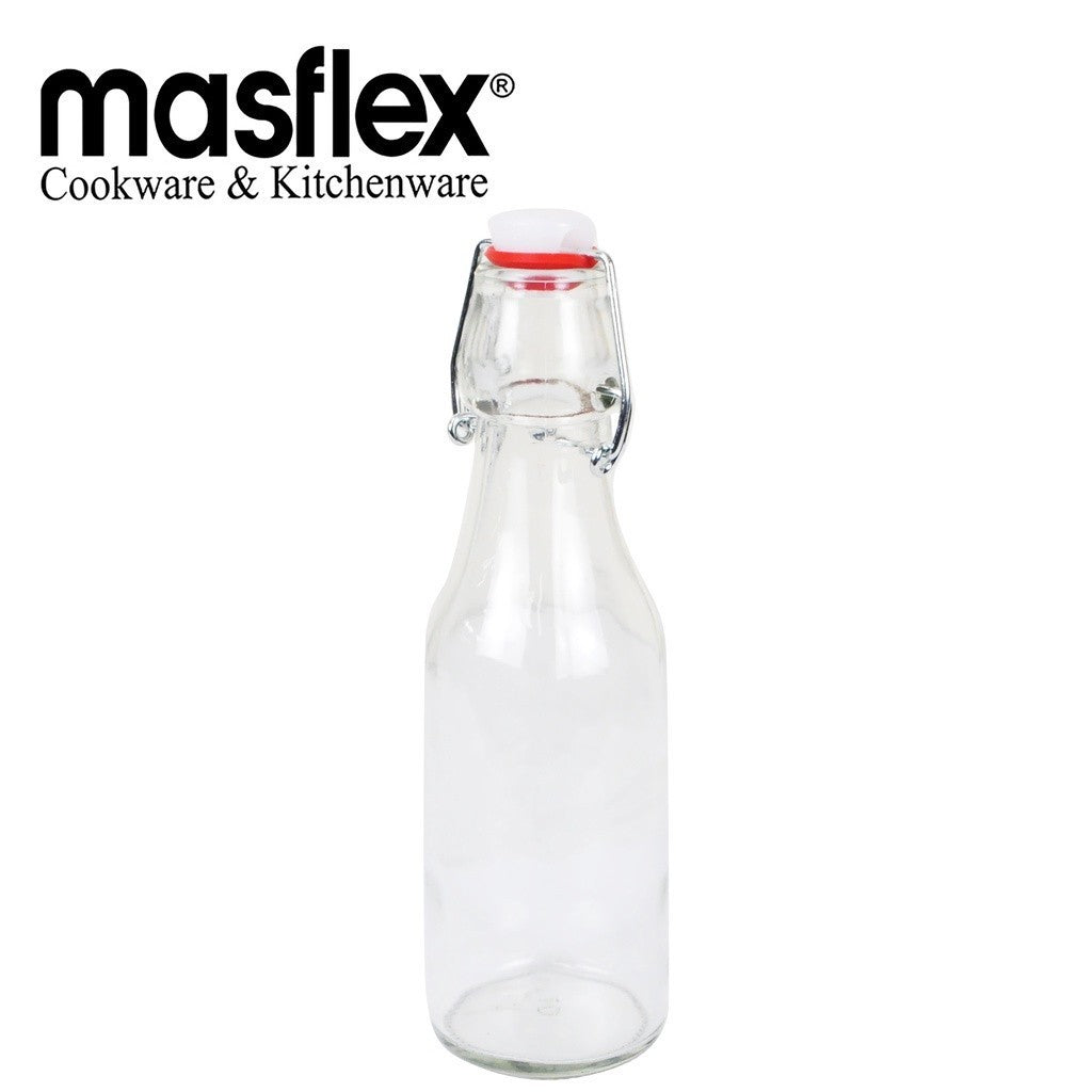 Masflex by Winland Glass Bottle w/ Hermetic Lid 250ml Swing top Beverage Juice Glass Bottles QM-0692