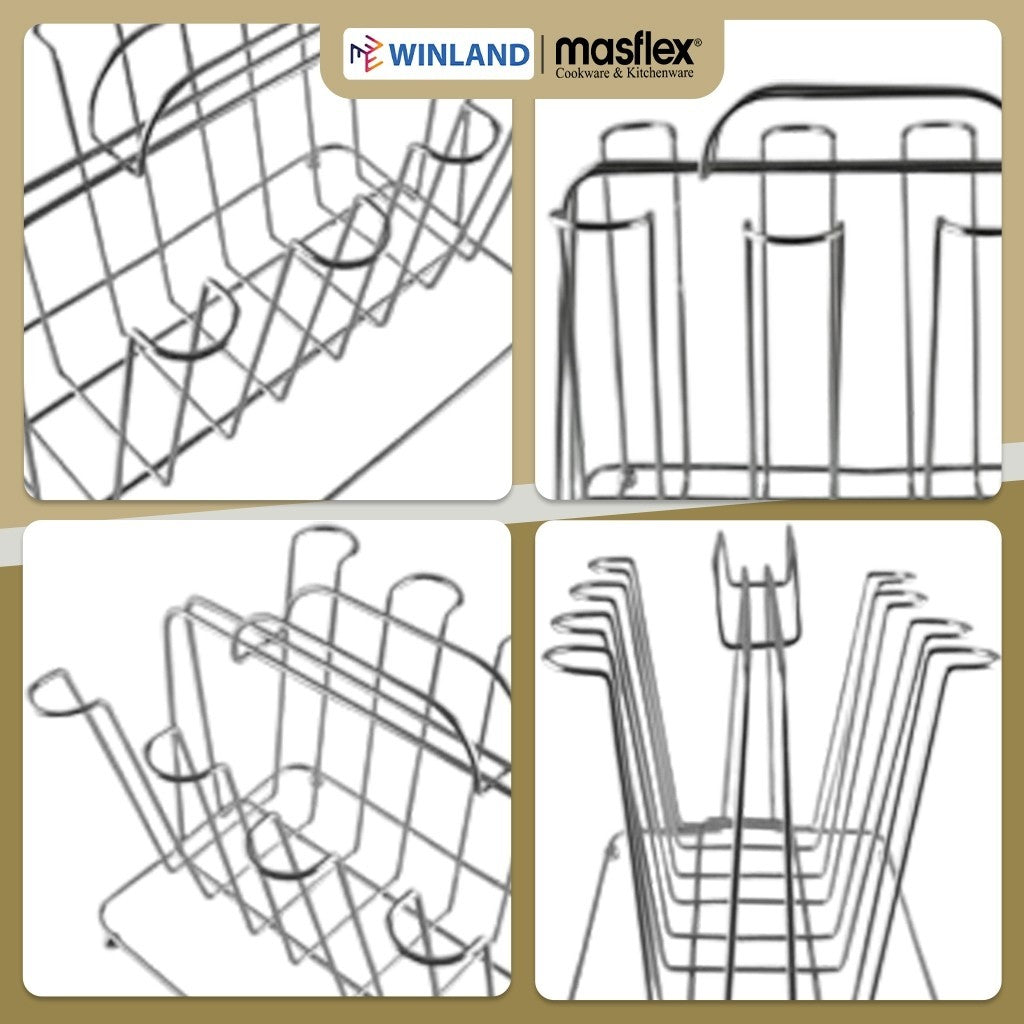 Masflex by Winland Stainless Steel Glass Rack L24 cm x W15 cm x H19 cm SS-AE-217