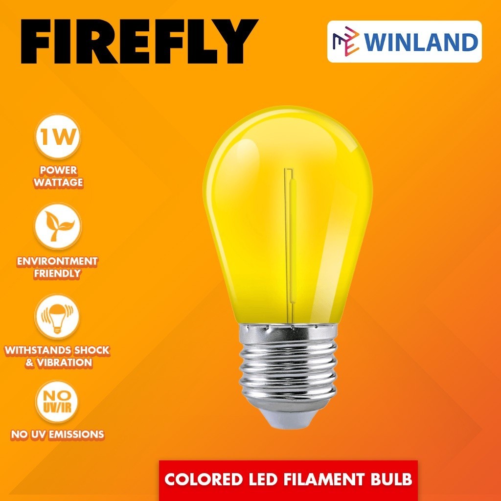 Firefly by Winland Basic Colored LED Filament Bulb 1W E27 SOLD PER COLOR