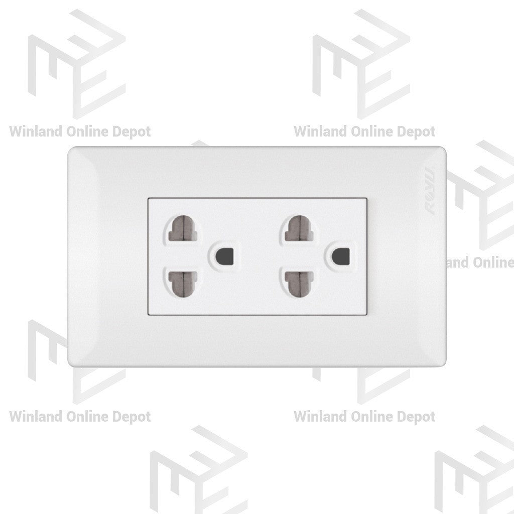 Royu Super Wide Series Duplex Universal Outlet w/ Ground & Shutter WS913